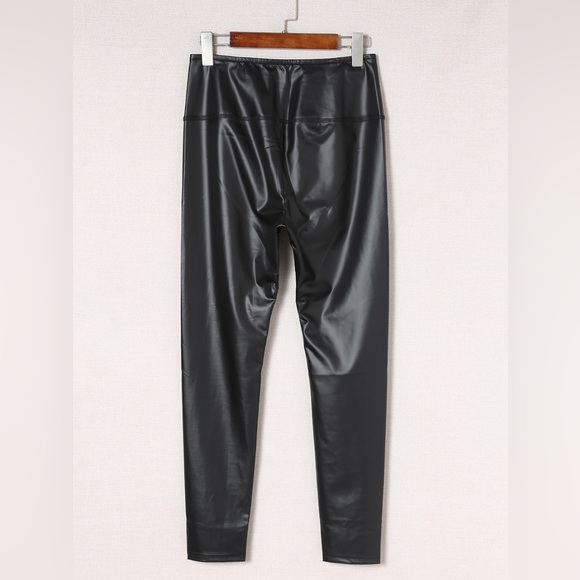 🔥🔥Black Faux Leather High Waist Leggings - Picture 4 of 6